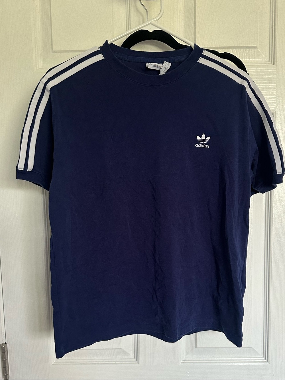 adidas Navy Short Sleeve with White Stripes